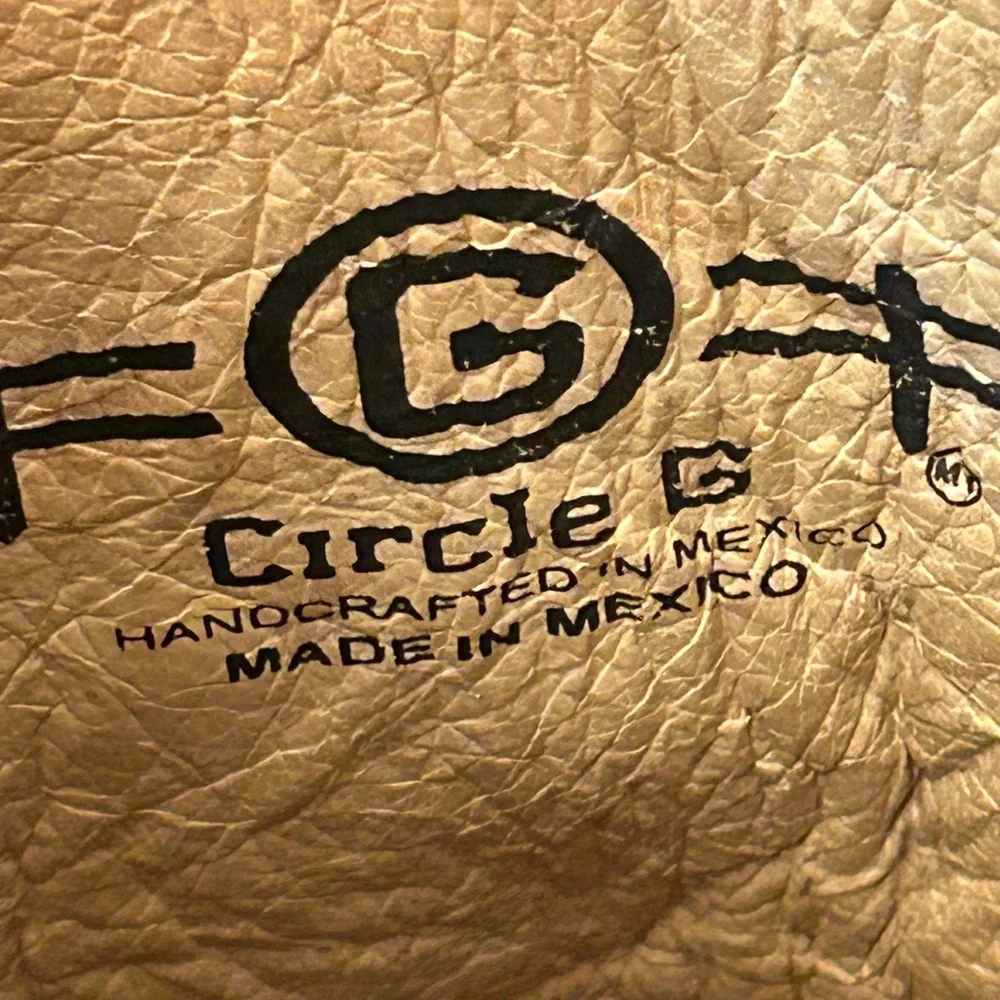 Circle G by Corral Cognac & Turquoise-Beige Wing & Cross Boots Size 10 - Picture 6 of 11